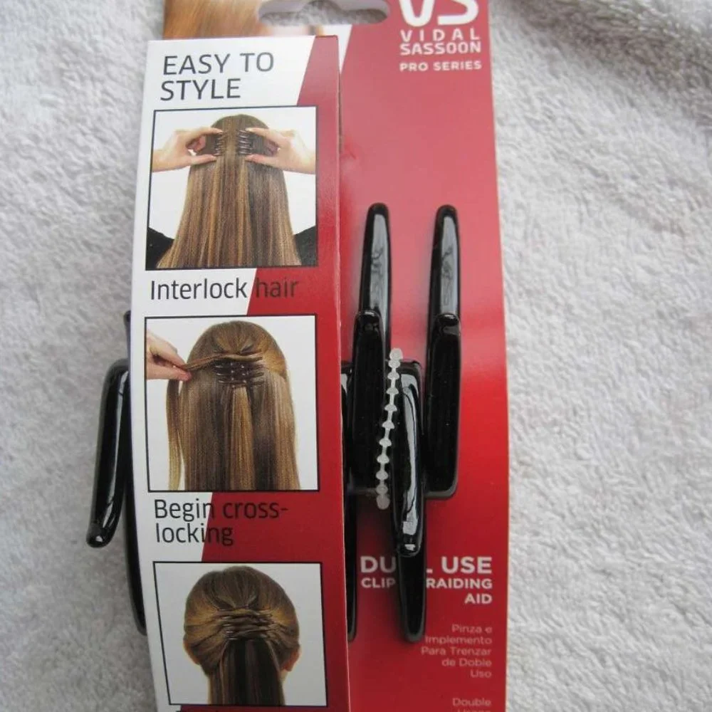 Vidal Sassoon Dual Use Clip Braiding Aid Cross Interlock Hair Braid Updo Pro
